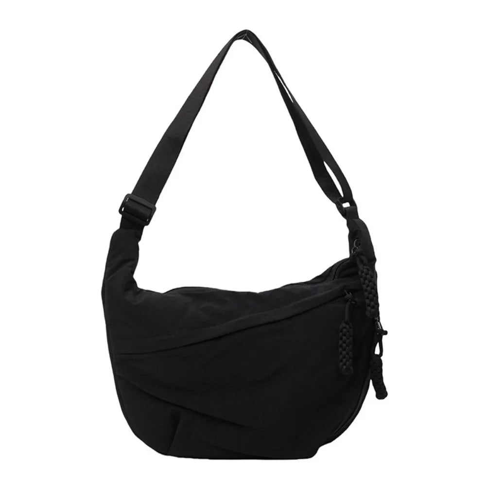 New Fashion Canvas Crossbody Bags Korean Simplified Shoulder Bag Large Capacity Sports Hobos Bag Solid Color Dumpling Bag