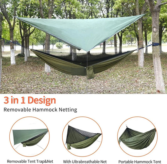 2-in-1 Camping Hammock Tent with RainFly, Portable Sleeping Hammock Camping Bag