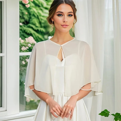 Fashion Sheer Chiffon Capelet Lightweight Design Elegant Style Soft Shawls Wedding Cape Bridesmaid Accessories