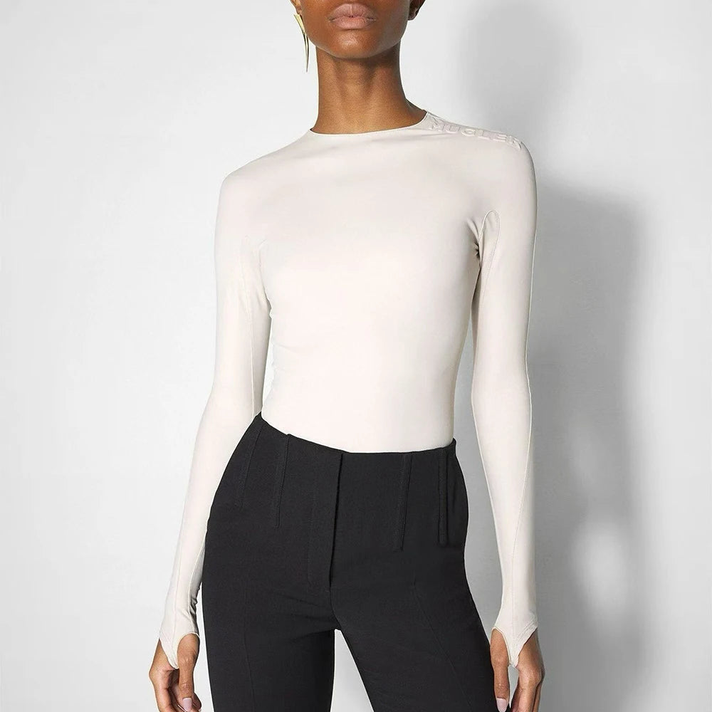 TWOTWINSTYLE Solid Spliced Folds Chic Jumpsuit Female O Neck Long Sleeve Loose Basics Casual Women's Jumpsuits Summer Fashion