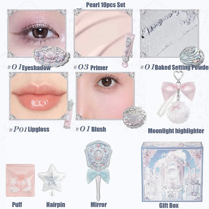 Flower Knows Make Up Sets Cosmetics Full Set Shells Pearl Eyeshadow Lip Gloss Blushes For Cheek Highlighter Gift Box Makeup Kit