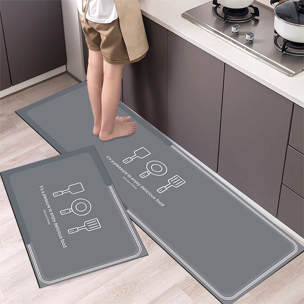 Super Absorbent Kitchen Floor Mat Crystal Velvet Pad Bath Pad Anti-Slip Carpet Kitchen Mats Wipeable Wash Long Strip Carpet