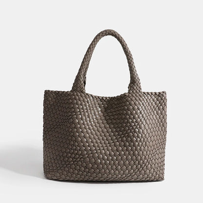 Large-Capacity Designer Knitting Fashion PU Leather Women's Shoulder Bag Handbags for Beach Travel Single-Shoulder Ladies Bag