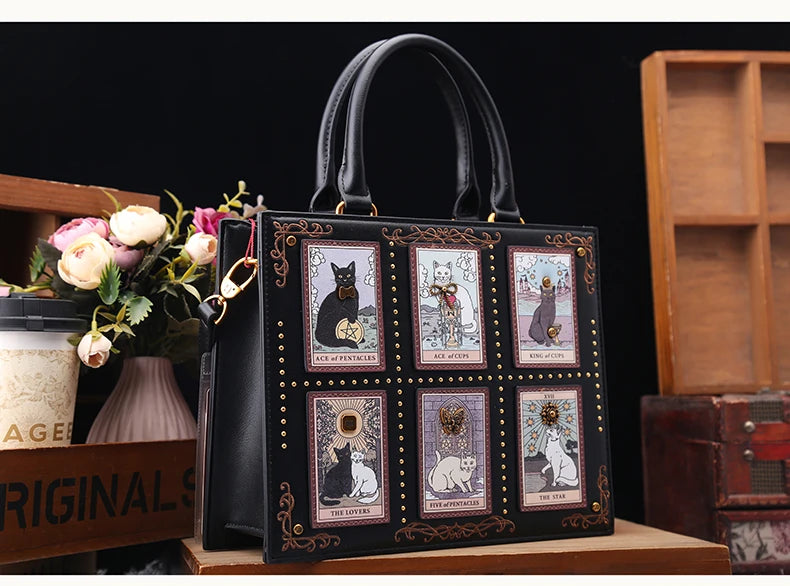 Vintage and Luxury Designer Bag with Delicate Embroidery Cat Printing Women Popular and Fashionable Tote Bag with Large Capacity