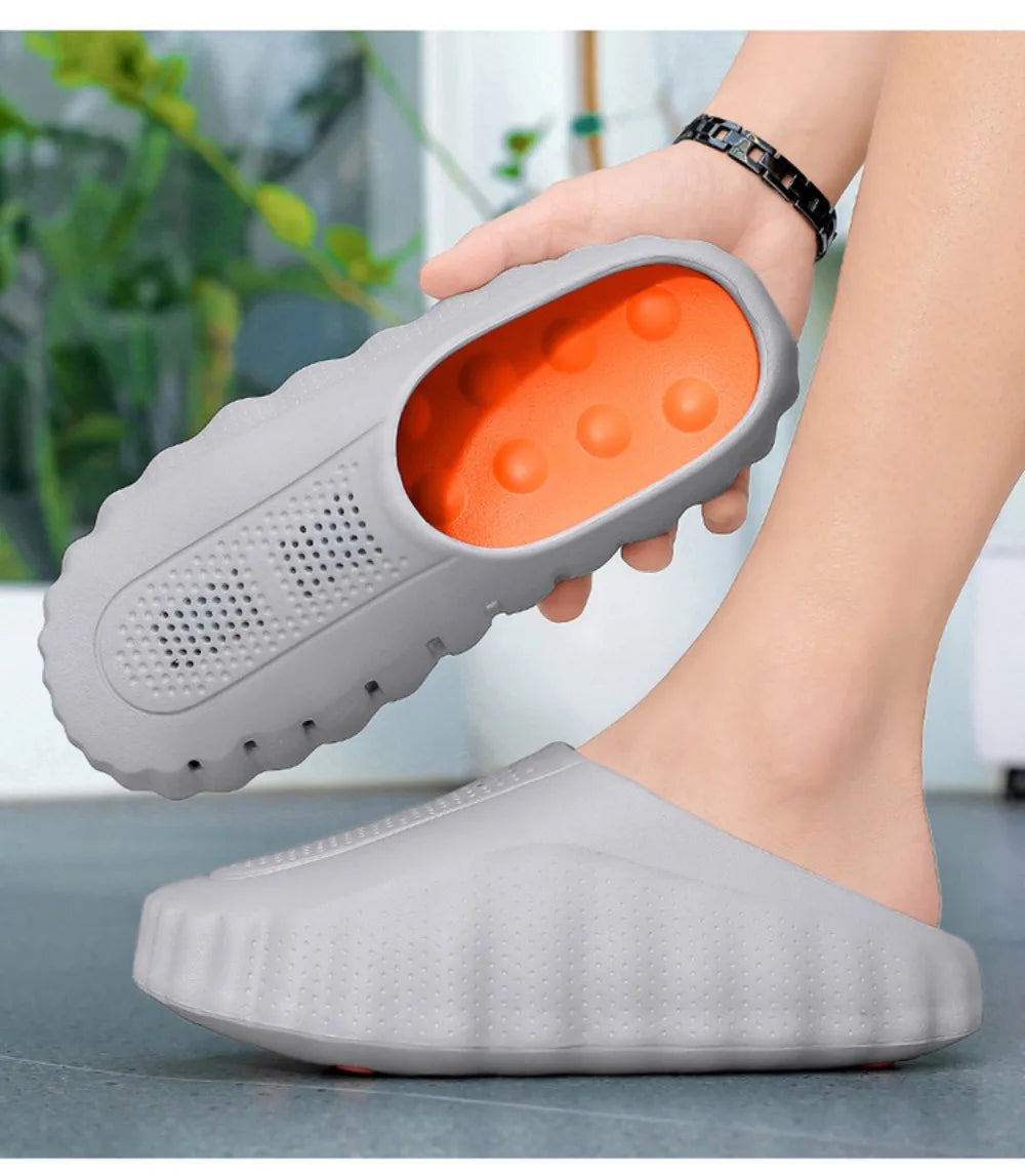 Soft EVA Men's Slippers Outdoor Acupressure Breathable Thick Sole Slippers Non-Slip Lightweight Summer Beach Sandals