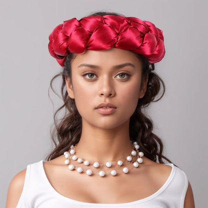 Exaggerated Satin Braid Headband for Women Lady Party Headpiece Candy Color Head Bands