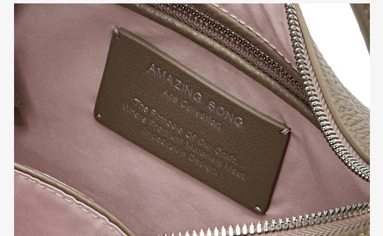 Amazing Song Original Design Half Moon Bag Small Top Grain Leather 2026 New Fashionable Women's Bags