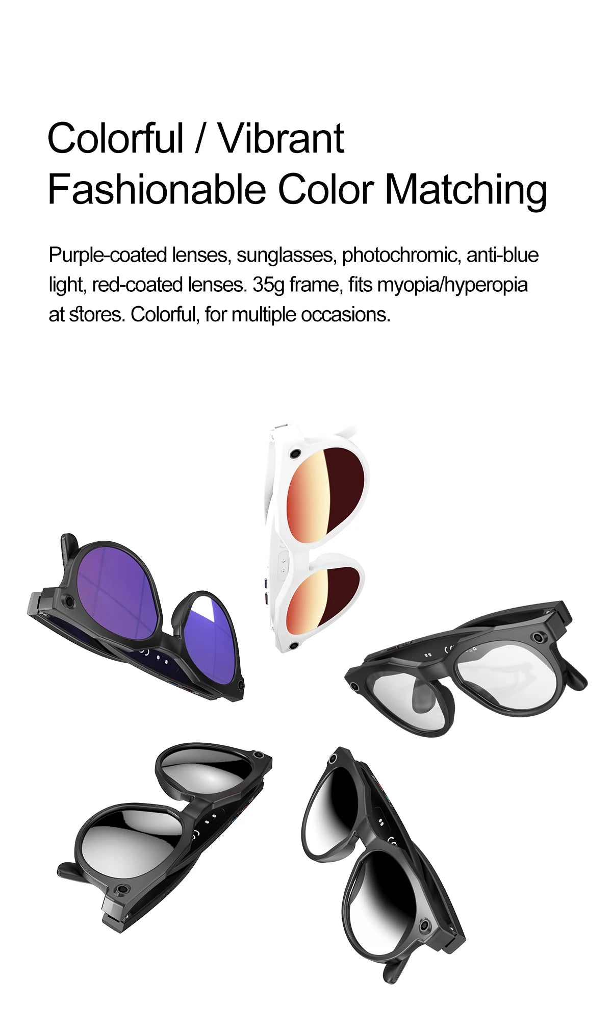 2026 New AI Smart Glasses 8MP Camera 1080P Video Shooting Real-time Translation SI BT Call Music Play Voice Recording Sunglasses