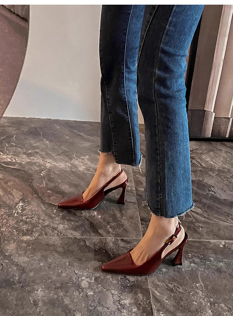 Luxury Designer Summer Women Sandals Fashion Pointed Toe Singbacks Shoes Ladies Elegant High Heel Stripper Sandalias