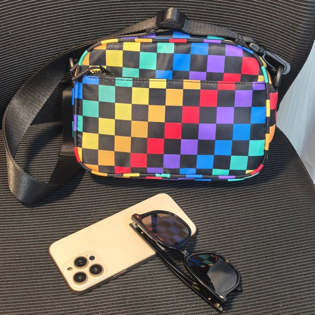 Small Checkered Crossbody Bag for Women Cute Purses Trendy Shoulder Handbags Wide Strap Anti theft Travel Purses Handbag Shoulder Bag, Cute Cross Body Wallet