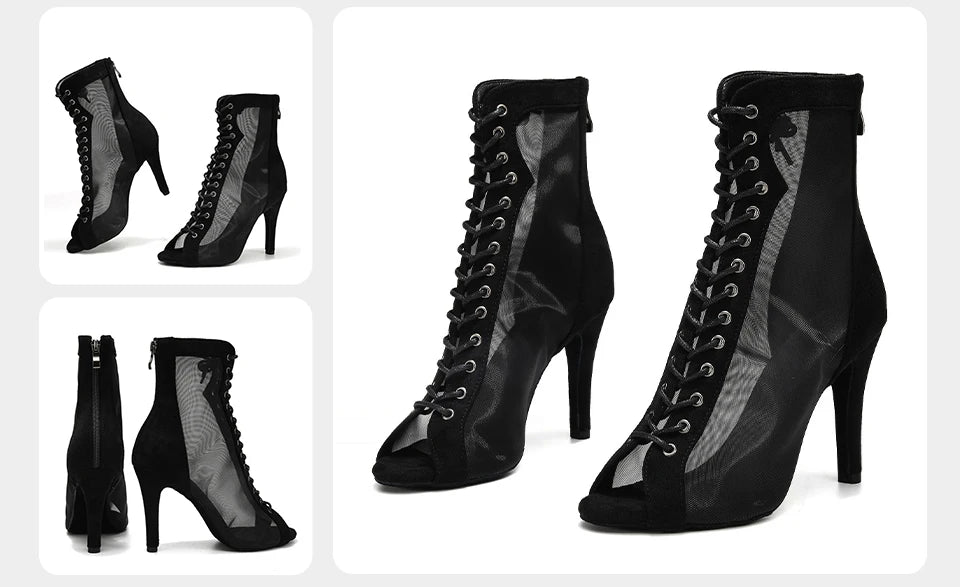 DKZSYIM Women Latin Dance Boots Ballroom Dancing Shoes Ladies Girls Jazz Tango Dance Shoes Customizable Heel 7cm-11cm