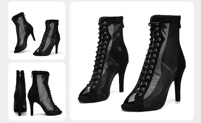 DKZSYIM Women Latin Dance Boots Ballroom Dancing Shoes Ladies Girls Jazz Tango Dance Shoes Customizable Heel 7cm-11cm