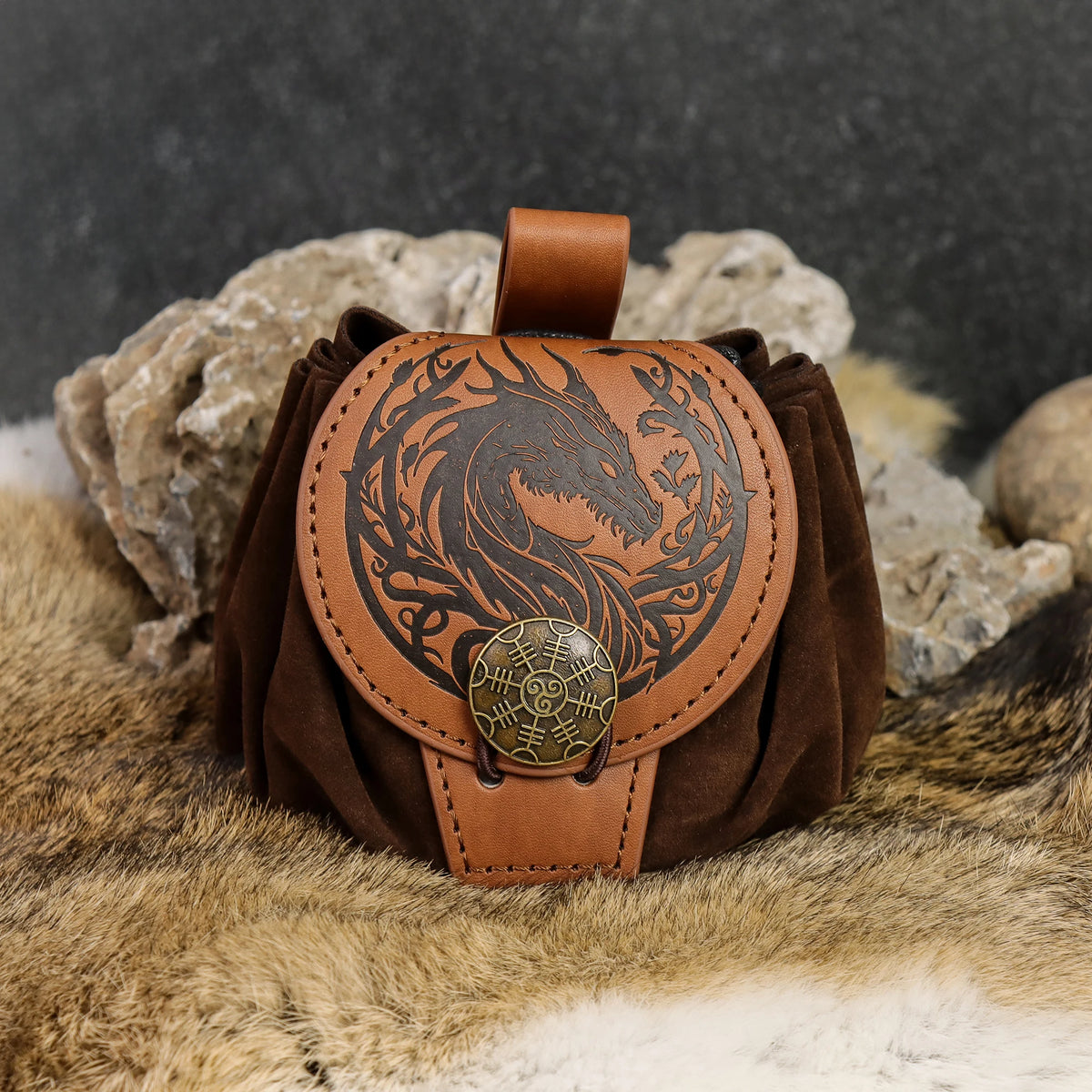 Medieval Viking Money Pouch Bag Cosplay Hangable Belt Waist Bag Unisex Leather Drawstring Bag Coin Purse Party Accessories Prop