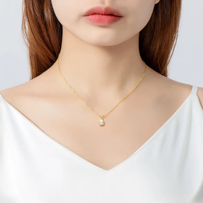 Lnngy Certified Solitaire 1.5CT Pear Cut Moissanite Necklace Collar Plata 925 Sterling Silver Waterdrop Pendant Necklace Jewelry