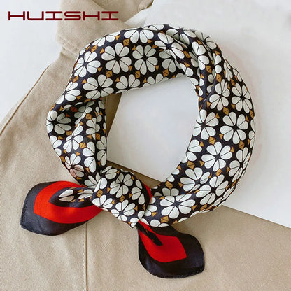 Silk Scarf For Bag Lady Neck Tie 100% Silk Scarf Luxury Brand Print Flower Stripe Plaid Dot Bandana Hair Tie Handkerchief Gifts