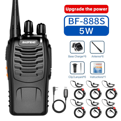 2/4/6pcs Baofeng BF-888S Wholesale Original 3-5km Long Range Walkie Talkie 16CH UHF 400-470MHz USB/EU/US Portable Two Way Radio