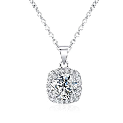NeeTim 1ct 2ct D VVS1 Moissanite Necklace for Women Sterling Silver 925 with White Gold Plated Lab Diamond Pendant Necklaces