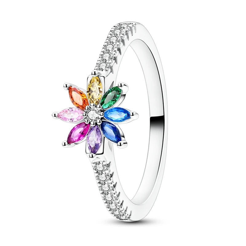 LAZA 925 Sterling Silver Colorful Rings Sparking Zirconium Bowknot Moon Sun Original Ring For Women Anniversary Wedding Gifts