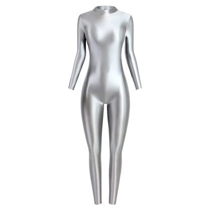 MJINM Sexy Shiny Bodysuit Tight-fitting Oil Smooth Back Zipper Overalls Yoga Zentai Suits Casual Sport Tights Catsuit Jumpsuits