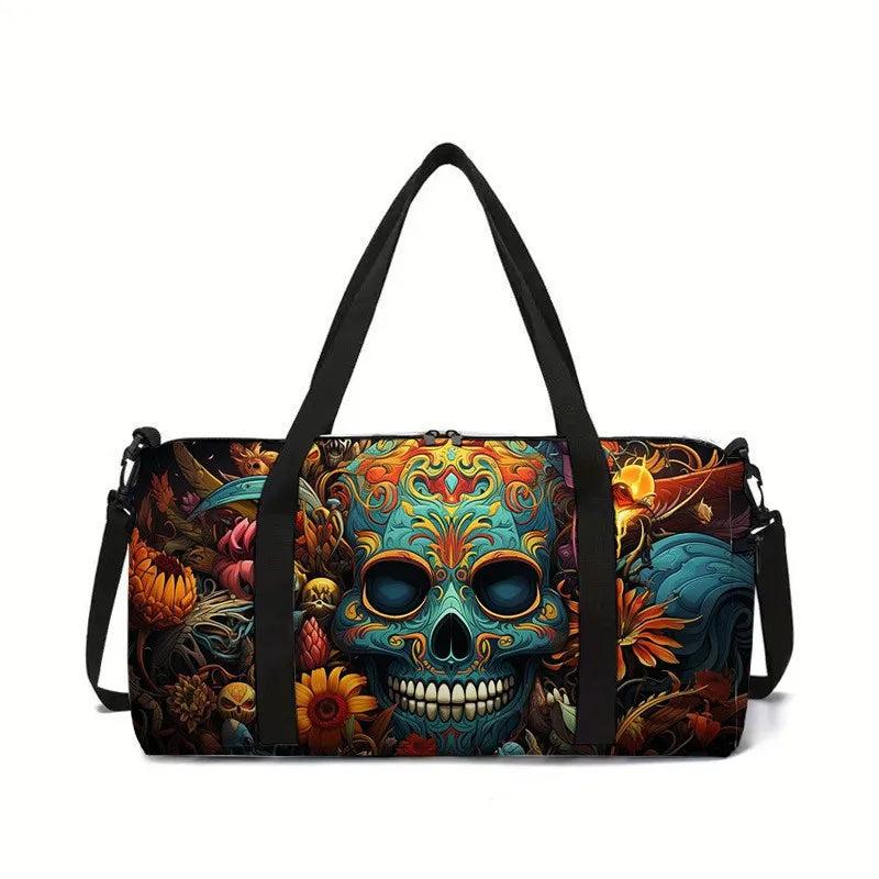 Classic Popular New skeleton 3D Printed Large Capacity Travel Bags Barrel Shape Crossbody Bag Outdoor Sports Bags Gym Yoga Bag