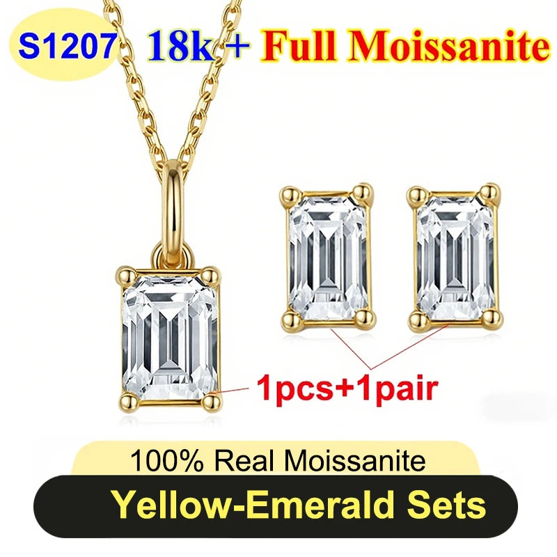 Full Shape 1-3ct Moissanite Women's Moissanite Jewelry Sets 925 Silver Plated 18k Gold D Color Necklace Earrings For Women Gift