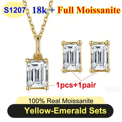 Full Shape 1-3ct Moissanite Women's Moissanite Jewelry Sets 925 Silver Plated 18k Gold D Color Necklace Earrings For Women Gift