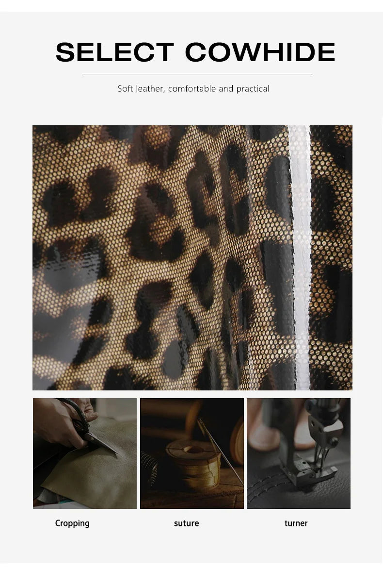 Aidrani Genuine leather handbag 2025 women's fashion bag premium leopard print luxury brand top cowhide bag