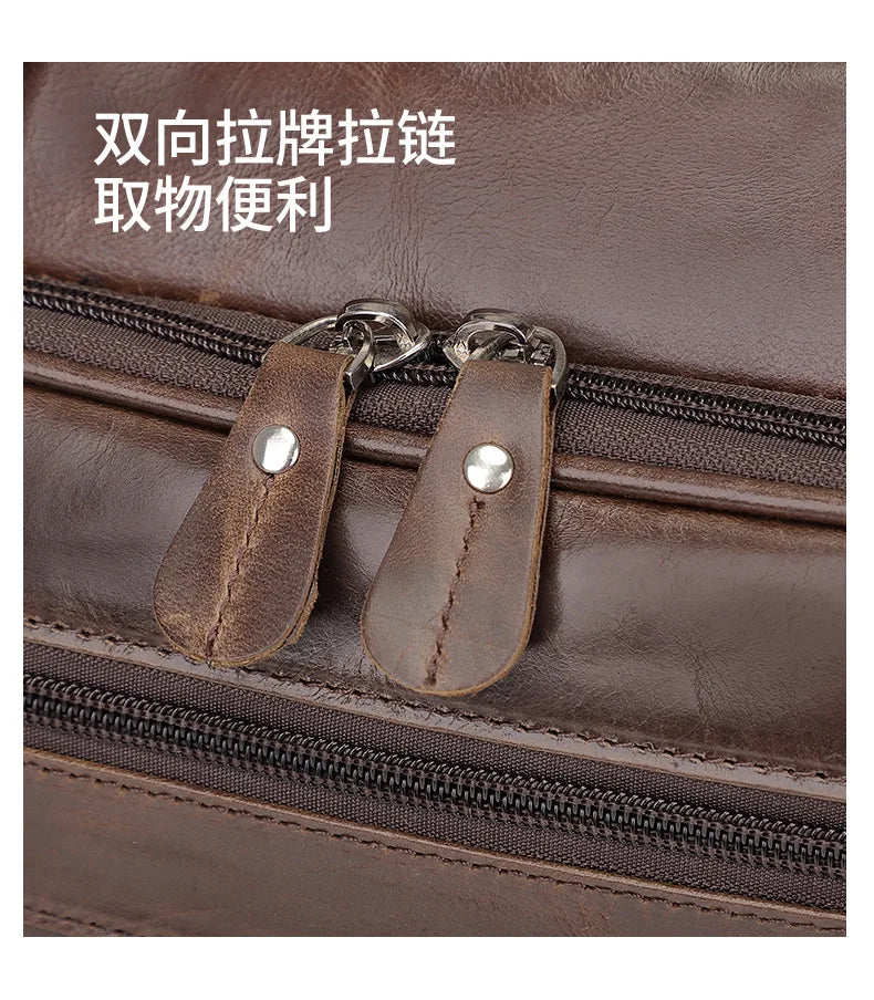 High Quality Genuine Leather Men Briefcase Business bag Crazy Horse Leather Large 17"inch Laptop Bag male Portfolio Office Case