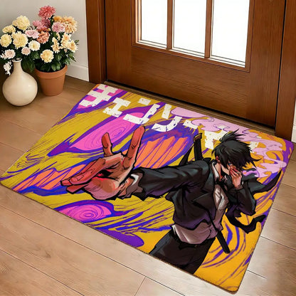 C-Chainsaw Man Floor Mat Cozy Flannel Soft Thick Non-Slip Mat for Living Room Bedroom Kitchen Decor Rugs