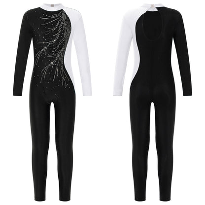 Kids Girls Long Sleeve Gymnastics Leotard Bodysuit Teens Gymnastics Jumpsuit for Girl Children Ballet Dance Costume Dancewear