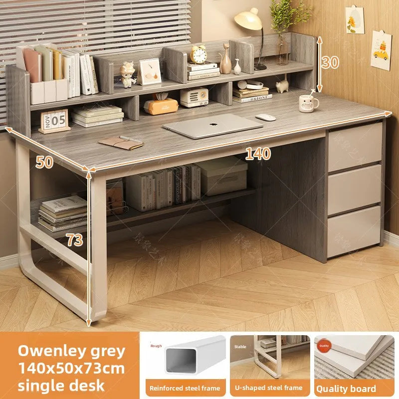 Firm Desk Simple Bookshelf Integrated Learning Desk Multi-purpose Office Computer Table And Chair Factory