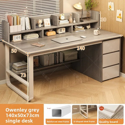 Firm Desk Simple Bookshelf Integrated Learning Desk Multi-purpose Office Computer Table And Chair Factory