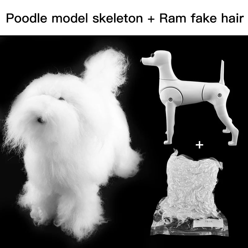 Fenice Pet Simulation Hair Grooming Fake Dog Model Practice Dog Standard Skeleton Model Dog Full Body Fake Hair