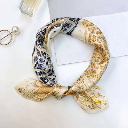 Silk Scarf For Bag Lady Neck Tie 100% Silk Scarf Luxury Brand Print Flower Stripe Plaid Dot Bandana Hair Tie Handkerchief Gifts