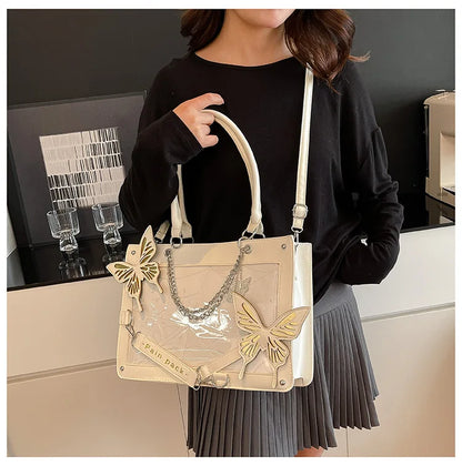Sweet Y2k Lolita Butterfly Chain Shoulder Bags Trendy Gothic Harajuku Ita Bag Japanese Chic Women Transparent Handbags Crossbody