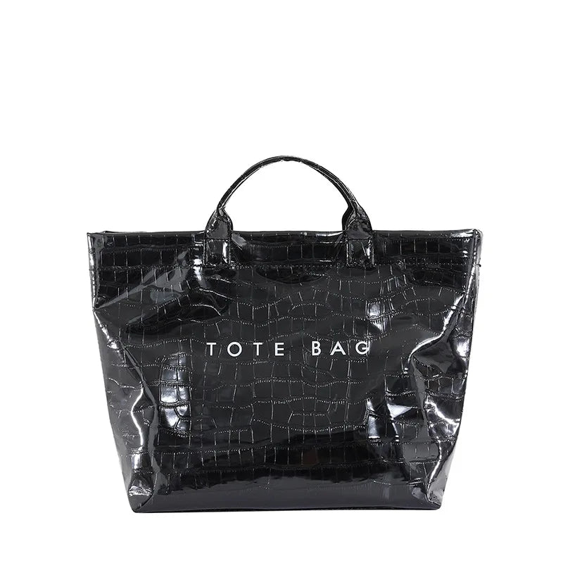 Crocodile Texture Tote Bag Pvc Kraft Paper Large Capacity Luxury Hobo Handbag Women Casual Shopping Letters Top Handle Hand Bags