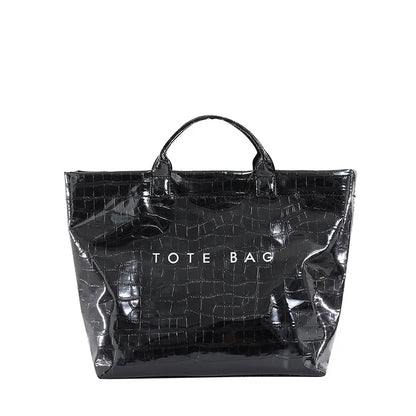 Crocodile Texture Tote Bag Pvc Kraft Paper Large Capacity Luxury Hobo Handbag Women Casual Shopping Letters Top Handle Hand Bags
