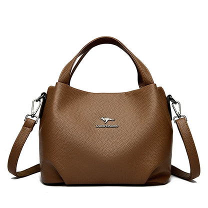 Genuine Soft PU Leather Handbags for Women Vintage Shoulder Tote Bag Luxury Designer Ladies Large Capacity Purse Bags Sac A Main