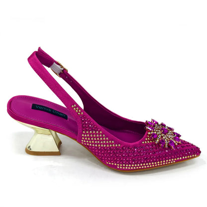 Italian Design Evening Shoes And Bag Paired With Handmade Petal Clutches Pointed Toe High-Heel Shoes For Women Party Shoes