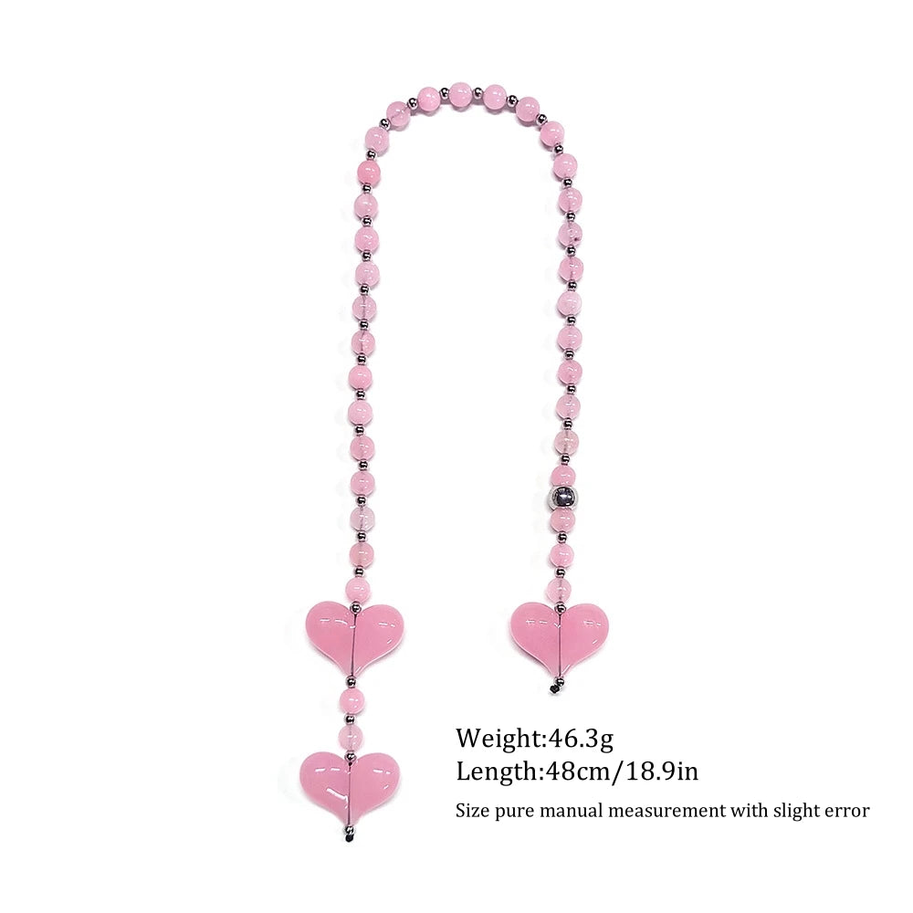 HERLOOK Y2K Bohemian Bag Charm for Women Red Heart Colorful Beads Chakra Energy Healing Pendant Fashion Jewelry Gift Accessory