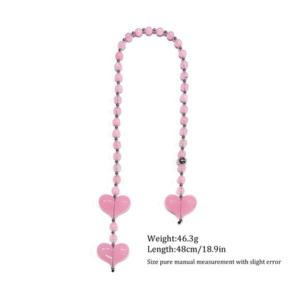 HERLOOK Y2K Bohemian Bag Charm for Women Red Heart Colorful Beads Chakra Energy Healing Pendant Fashion Jewelry Gift Accessory