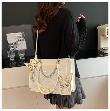 Sweet Y2k Lolita Butterfly Chain Shoulder Bags Trendy Gothic Harajuku Ita Bag Japanese Chic Women Transparent Handbags Crossbody