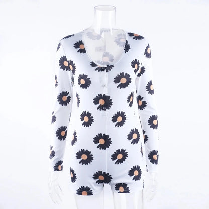 OMSJ 2024 Rompers Women Sleepwear Sky Blue Leopard Print Long Sleeve Short Jumpsuit Sexy Onesie For Adult Female Nightwear S-3XL
