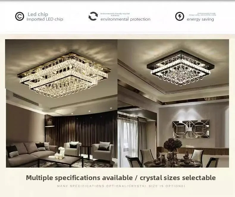 Modern Luxury Crystal LED Chandelier For Living Room Bedroom Dining Room Kitchen Ceiling Lamp Silver Chrome Remote Control Light