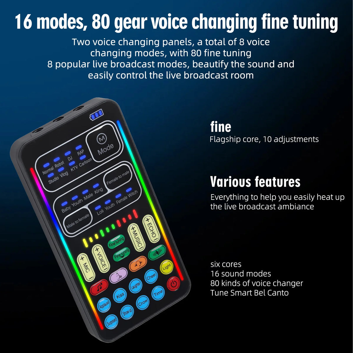 Sound Changer I9-PRO Voice Changer Set Multifunction Portable Recording Mini Sound Card For Game Anchor Recording Computer