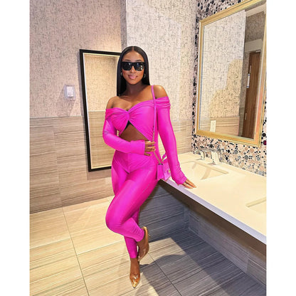FAGADOER Sexy Hollow Out Bodycon Jumpsuit Woman Solid Color Off Showlder Backless Rompers Female Streetwear Overalls 2025 New