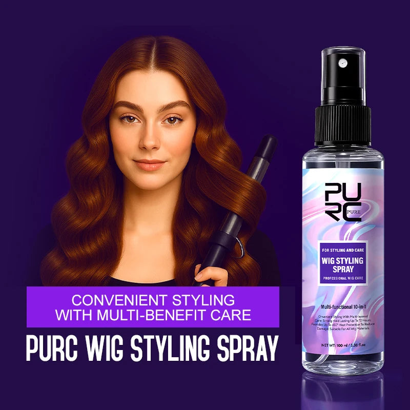 PURC Argan Oil Wig Hair Styling Spray for Women 450° Heat Protection Keratin Smooth Shiny Hair Treatment Hair Care 100ml