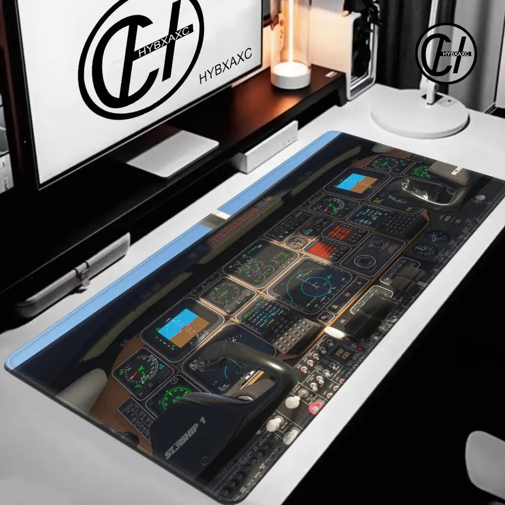 Plane Instrument Panel Mousepad HD Airplane Speedometer Mouse Pads XXL Non-slip Rubber Desk Mat Pc Gamer Deskmat Cockpit Playmat