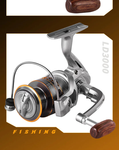 Rooblinos LD Lightweight Spinning Reel 5.2:1 Gear Ratio Smooth Fishing Reel for Trout Bass Freshwater Saltwater Fishing