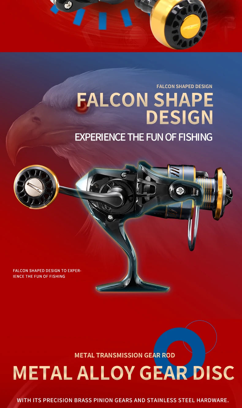 ROOBLINOS HM Spinning Reel 5.2:1 Gear Ratio 22lb Max Drag Metal Bearings Smooth Fishing Reel for Freshwater Saltwater